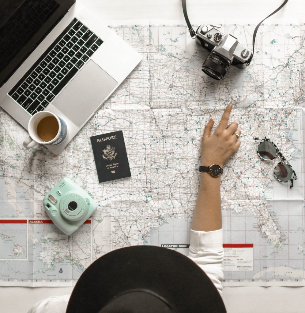 Mapa para viajar con cosas de viajes
