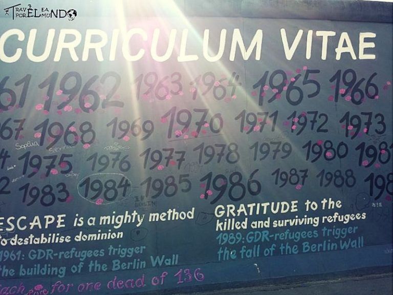 Pintura del muro de Berlín con el número de muertes cada año
