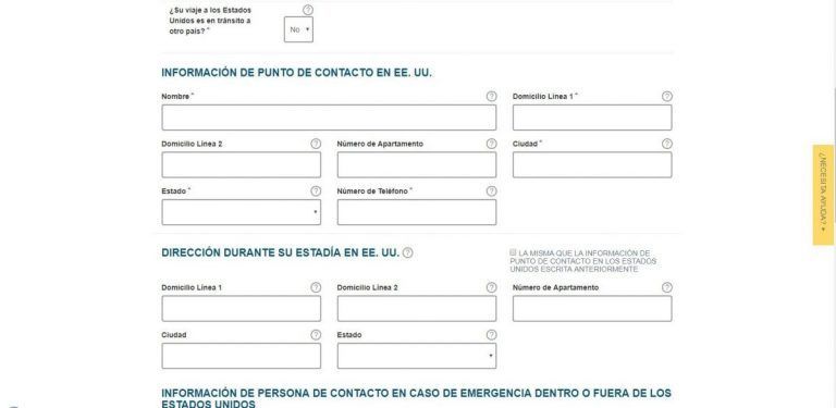 Información de contacto ESTA