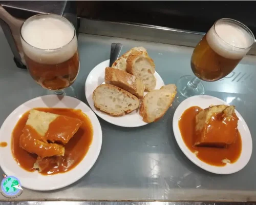 Tortilla con salsa de callos